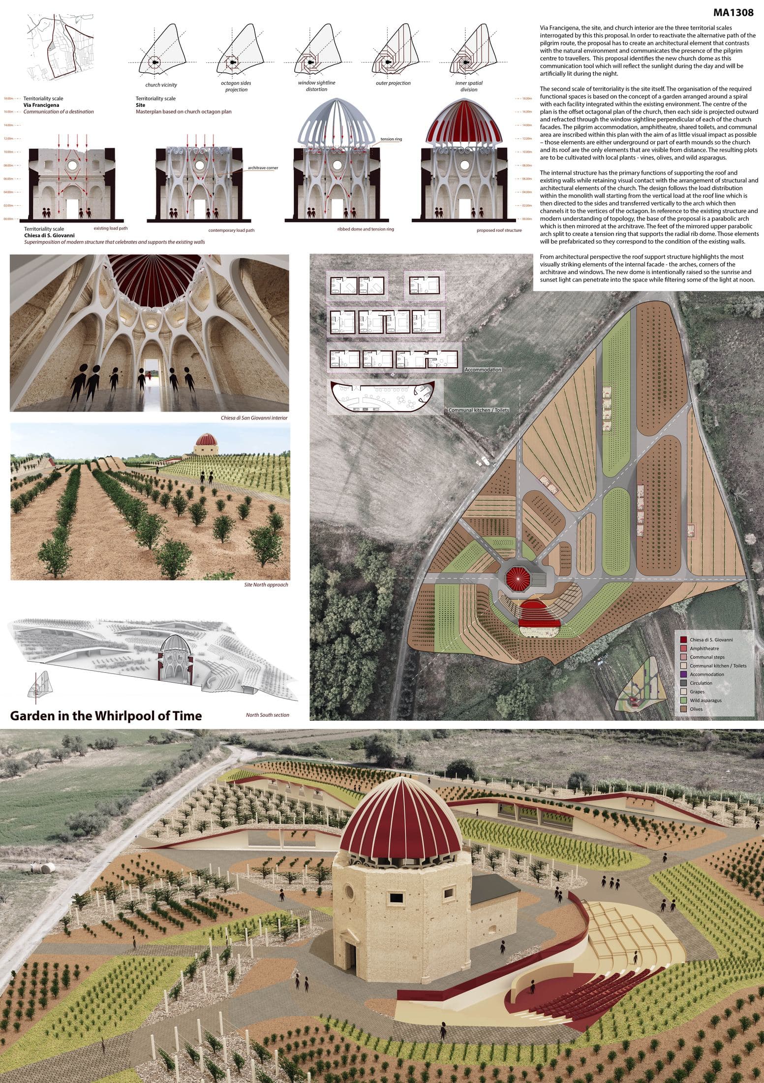 Presentation board for Garden in the Whirlpool of Time, Bolsena